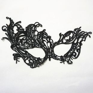 Black Half-Face Masquerade Mask with Yarn Crown for Party and Costume - Image 4