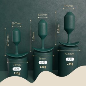 Steel Ball Gravity Anal Plug, Silicone Green Large Size, Front and Back Chamber Training Toy