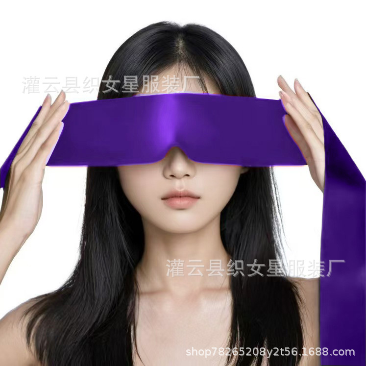 Opaque Imitation Silk Eye Mask with Bow Hand Strap, Rose Red and Black, 150 cm - Image 4