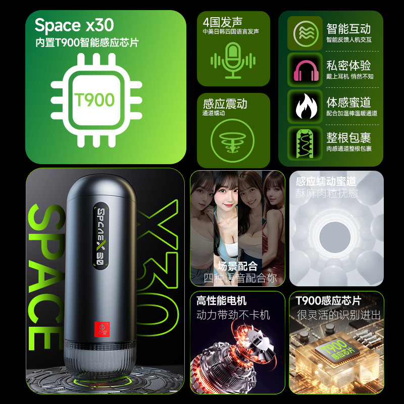 Space X30 Electric Automatic Masturbator for Men, Retractable TPE+ABS Adult Device - Image 4