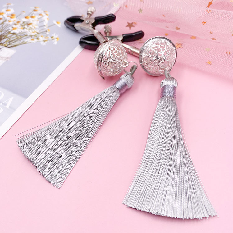 Tassel Bell Nipple Clamps with Metal Bells, Erotic SM Sensory Accessory, Adult Wearable Toy - Image 4