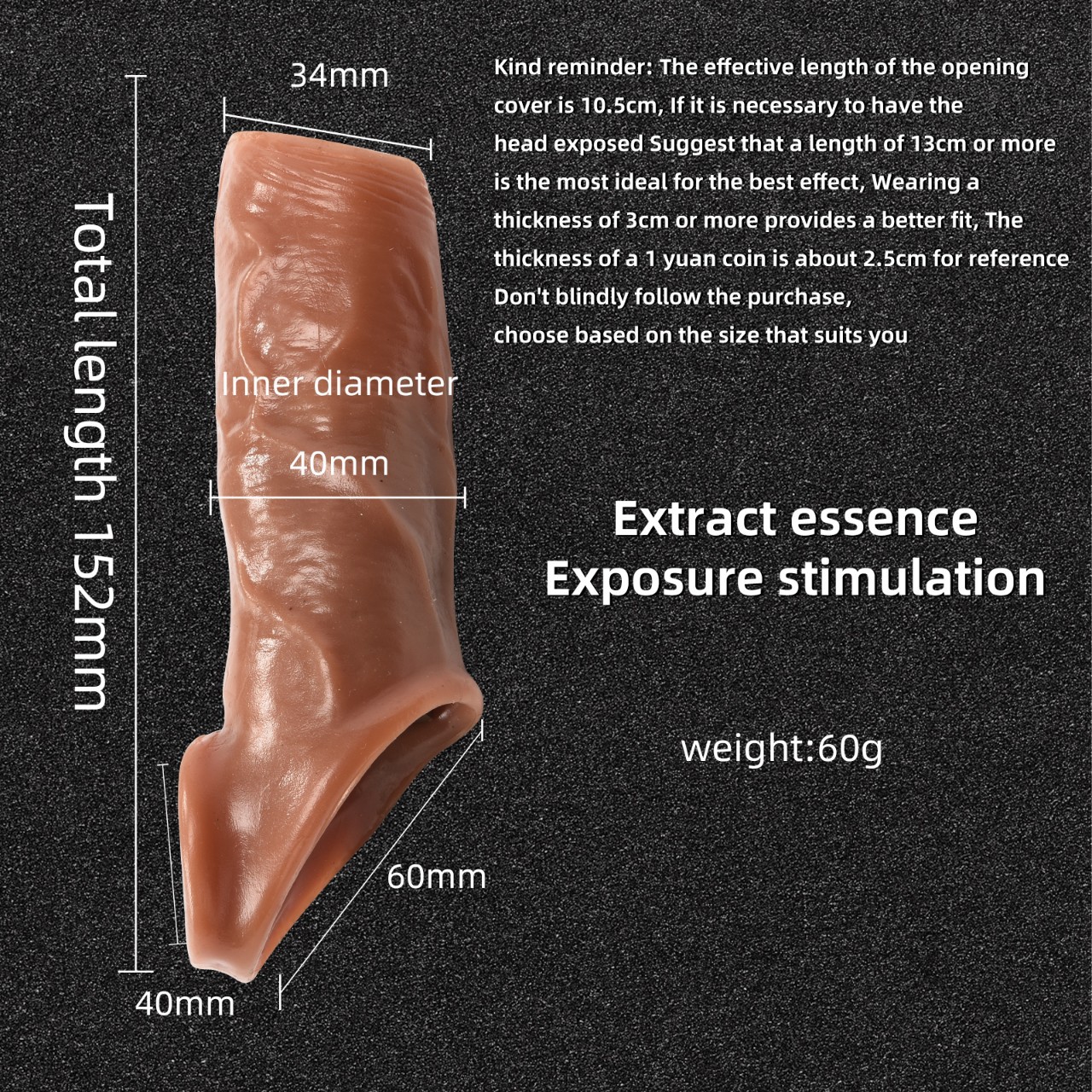 Thickened Open-Tip Silicone Reusable Penis Sleeve with Textured Wolf-Tooth Interior - Image 4
