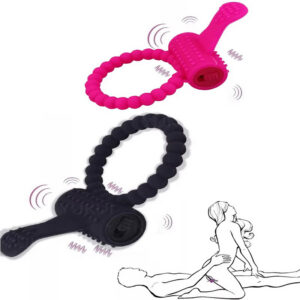 Silicone Vibrating Locking Ring with Prostate Massager, Electric Delay Ring, Purple