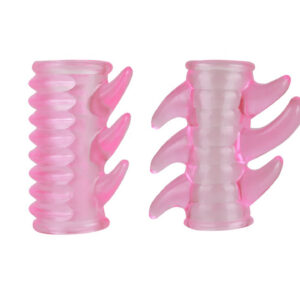 Men's Threaded Locking Penis Ring, Soft Silicone Textured Couples Aid, 6-Spike Design