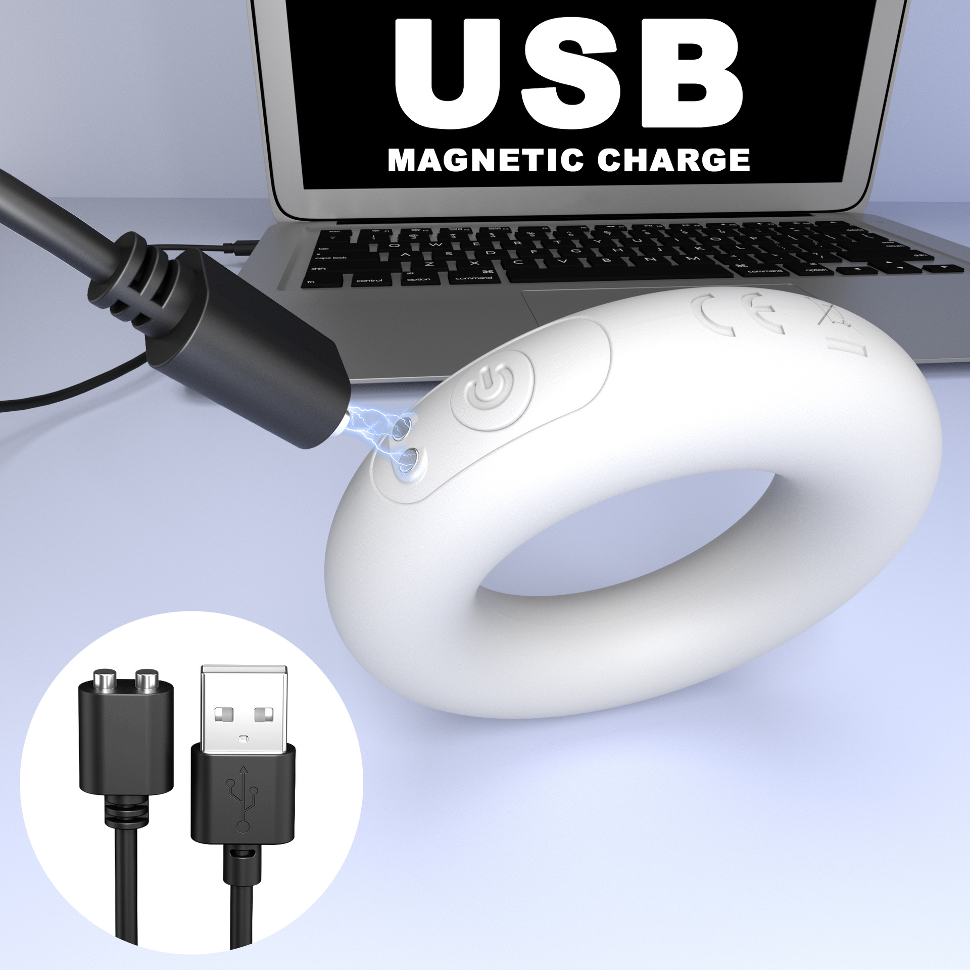JK012 Vibrating Cock Ring, Remote-Control Silicone Couples Vibrator, White - Image 3