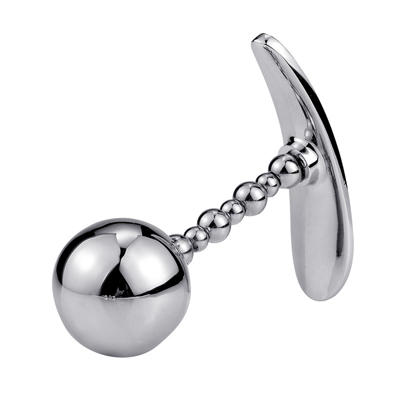 Metal Anchor-Style Swinging Anal Plug with Dual Beads, Wearable Silver Design - Image 5