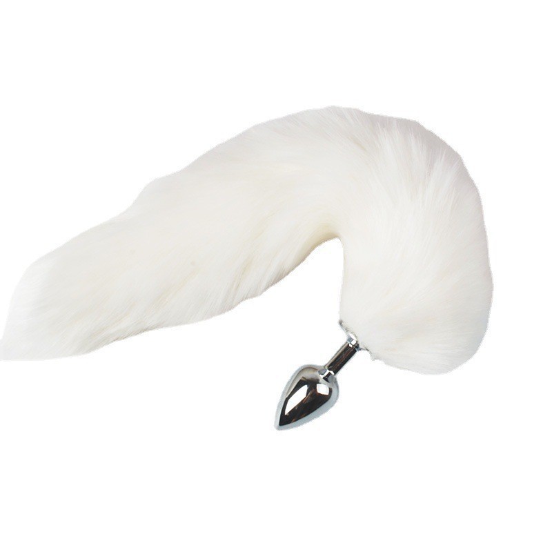 Metal Anal Plug with Detachable White Fox Tail, Adult Training Toy - Image 5