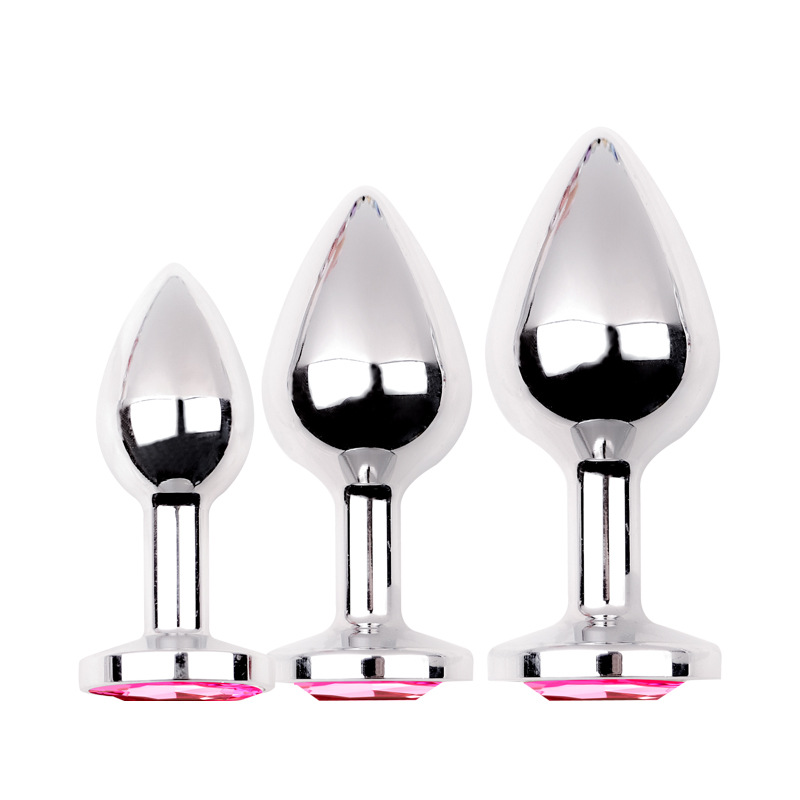Metal Anal Plug Set with SM Tail, 3-Piece Diamond Design, Long-Term Wearable - Image 4