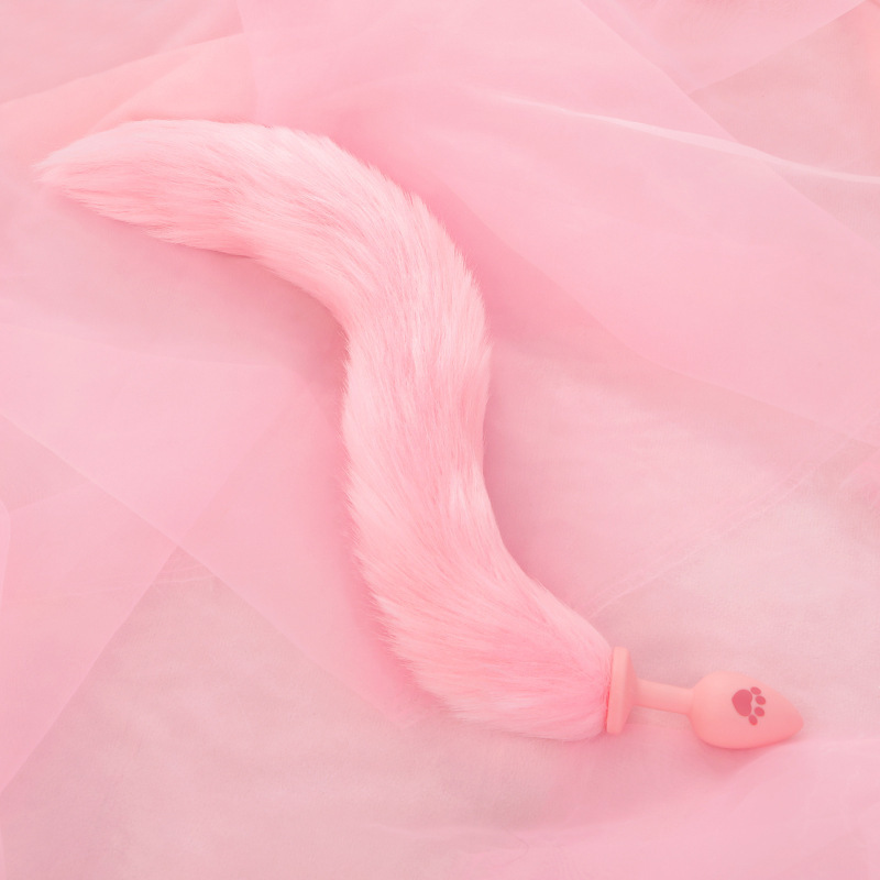 Fox Tail Silicone Anal Plug in Pink for Adult Couples - Image 2