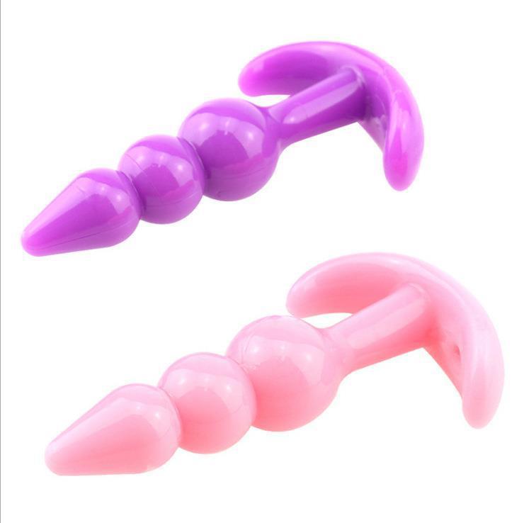 Lian Zhu G-Spot Anal Plug with Pull Bead Tail, Mini Triple-Bead Design, Pink TPR - Image 5