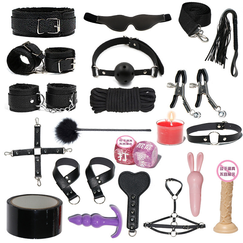 SM Pebbled Ten-Piece Adult Play Set with Plush and Leather Binding Accessories - Image 3