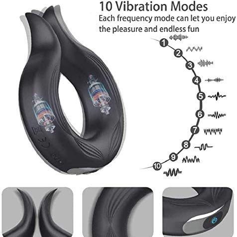 Rechargeable Vibrating Prostate Massager with Locking Ring, Silicone, Black - Image 3