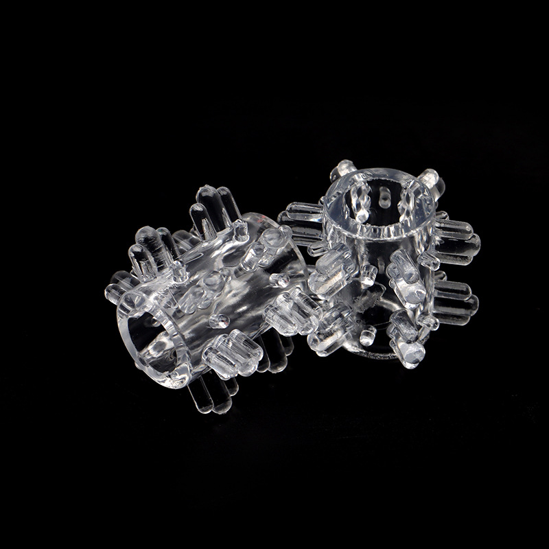 Thorned TPE Locking Ring Sleeve, Textured Foreskin-Blocking Adult Toy, Clear - Image 2
