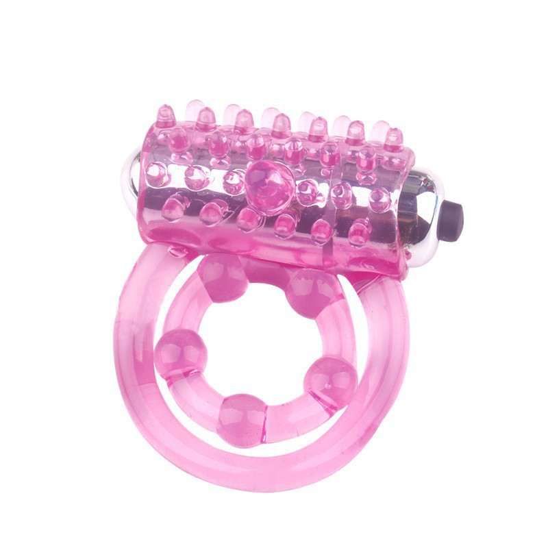 Concentric Double-Ring Vibrating Cock Ring, Textured TPE Delay Ring for Men - Image 4