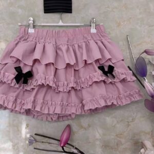 Pink Lace Mini Tutu Skirt, Slim Fit Polyester Cosplay Costume, One Size