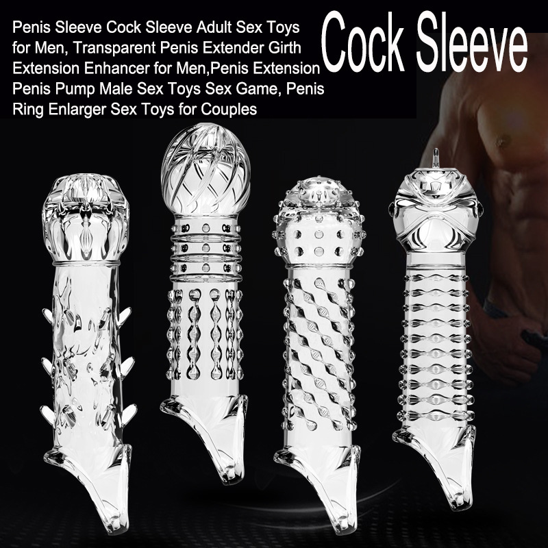 Textured Studded Condom Sleeve with Wolf-Tooth Particles, Delay Lock Design, TPE - Image 2