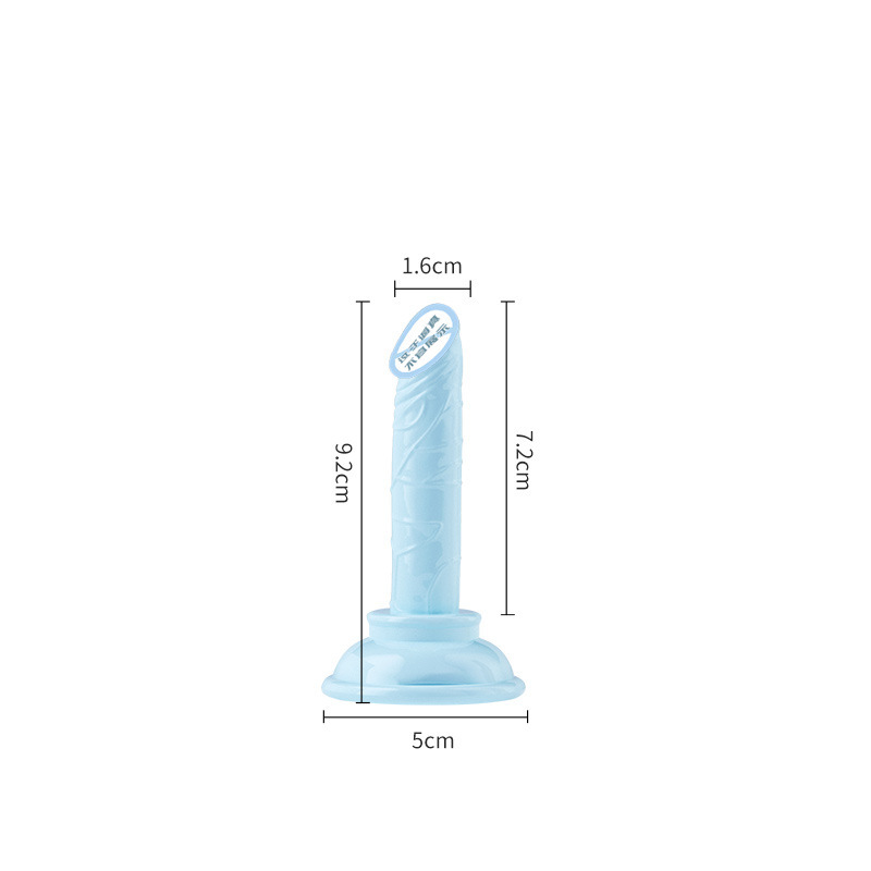Jiuai Realistic Suction Cup Dildo in TPE, Light Blue/Yellow/Purple - Image 5