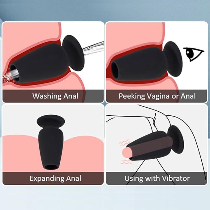 Hollow Anal Plug, Small Silicone Training Plug, Black - Image 4