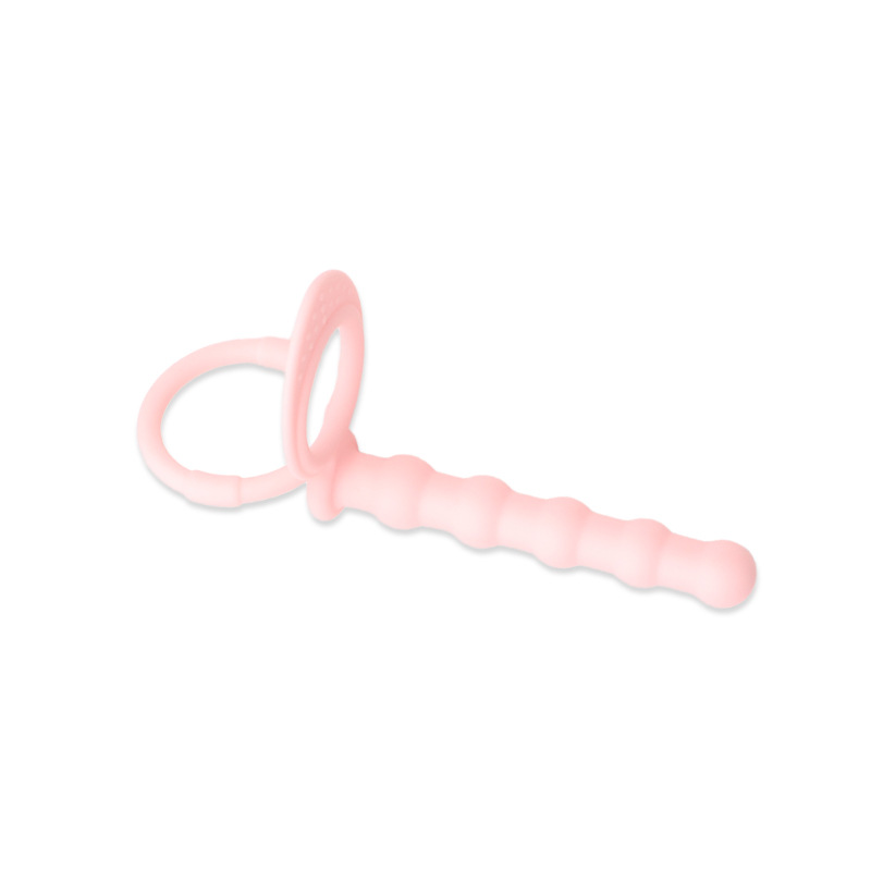 Silicone Anal Plug with Double Ring and Beaded Design, Black Prostate Massager - Image 2
