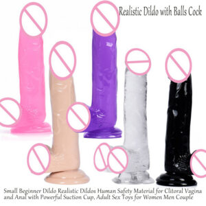 Realistic P-Spot Dildo with Testicles, Suction Cup Base, TPE Anal Dildo