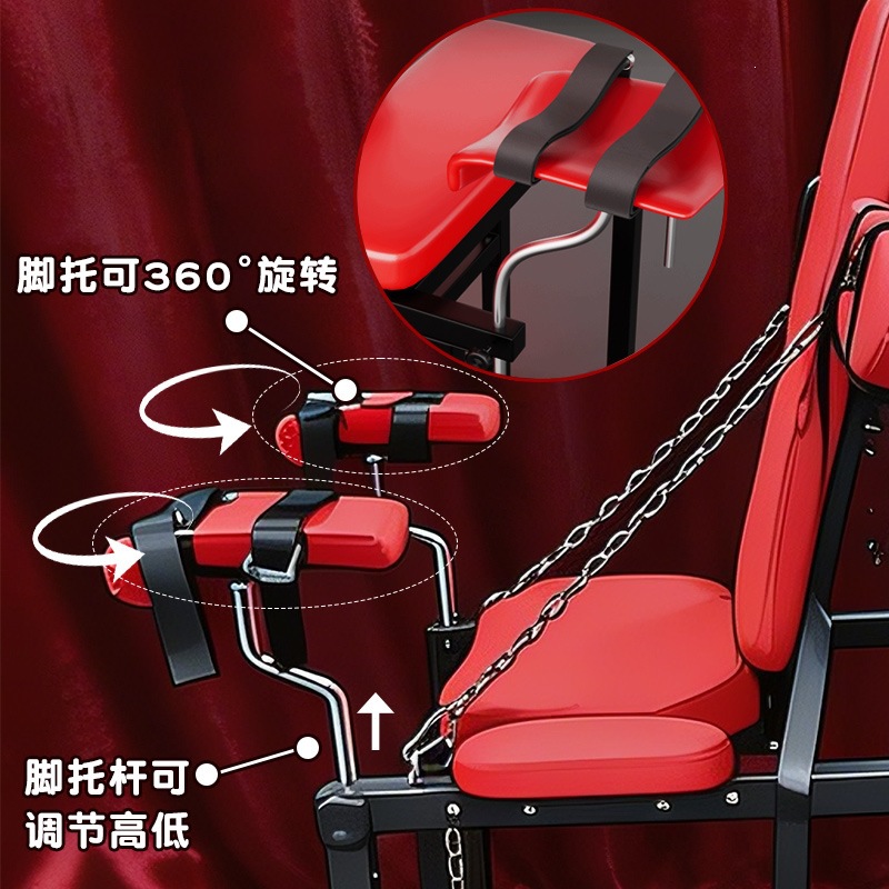 SM-御王座 Plus Bondage Restraint Stool in Black Iron and Tech Fabric - Image 2