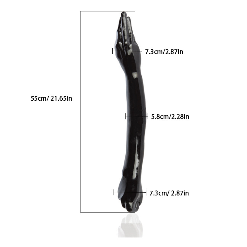Double-Headed Fist-Shaped Dildo, Extra-Long Anal Plug, Black PVC, Ultra-Realistic Texture - Image 2