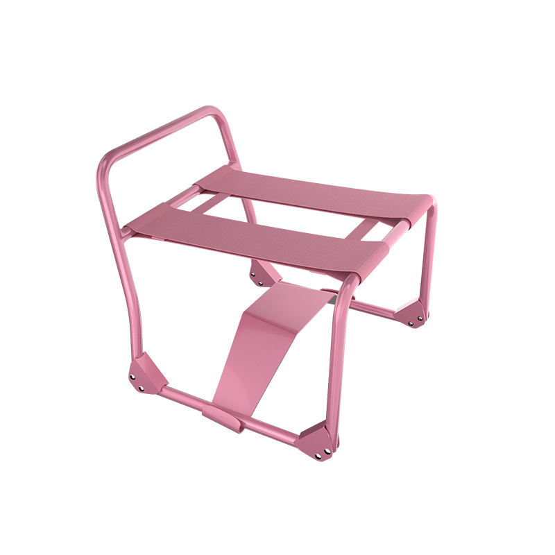 Folding Adult Positioning Chair with Metal Frame and Nylon Straps, Red - Image 5