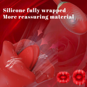 Rose Lip Tongue Licking Vibrator, Purple Silicone & ABS Clitoral Massager for Adults