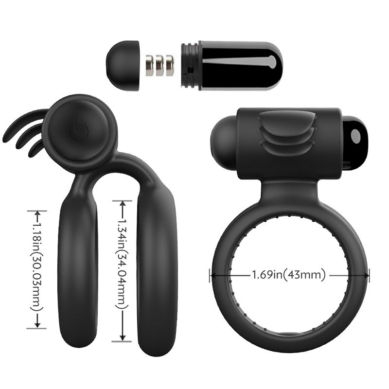 10-Frequency Vibrating Double Penis Ring, Tongue-Licking Couples Wearable, Silicone - Image 3