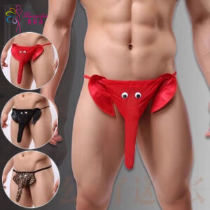 Xiuaisha Men's Mesh Perspective Elephant Nose Thong, Leopard Print One Size