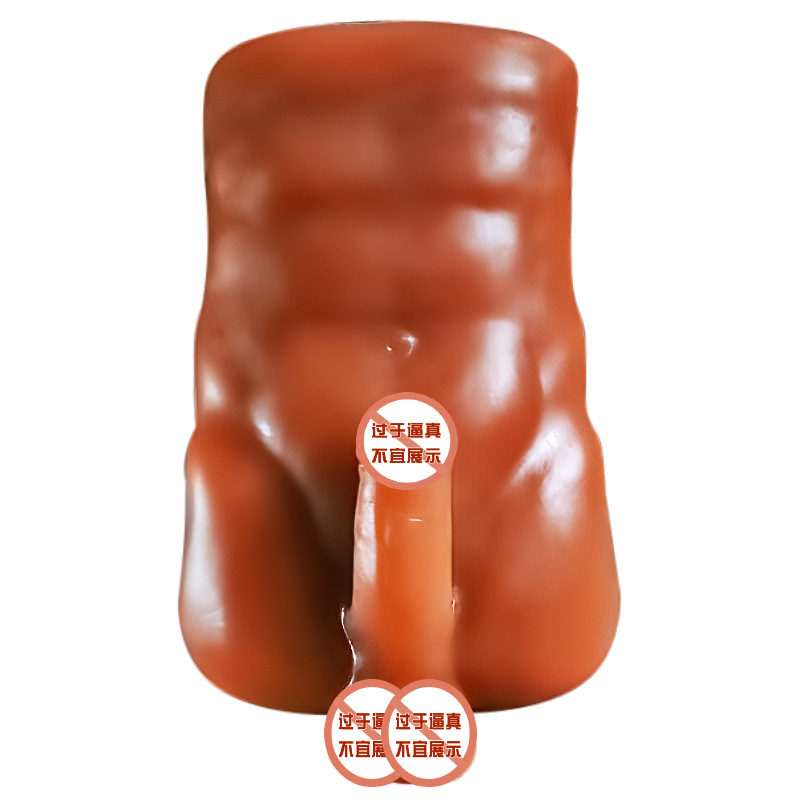 Half-Body TPE Male Masturbator Manual Inverted Mold Device Brown - Image 4