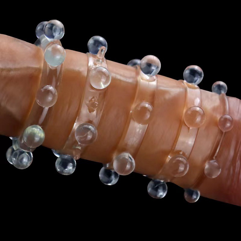 Locking Delay Ring with Bead Chain, TPE Cock Ring for Men - Image 3