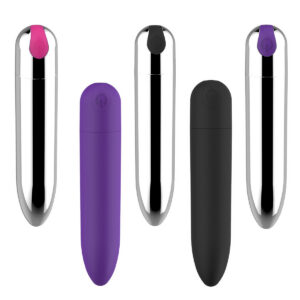 Multi-Frequency Pointed Vibrating Egg, Silicone Bullet Vibrator, Black, Button Control