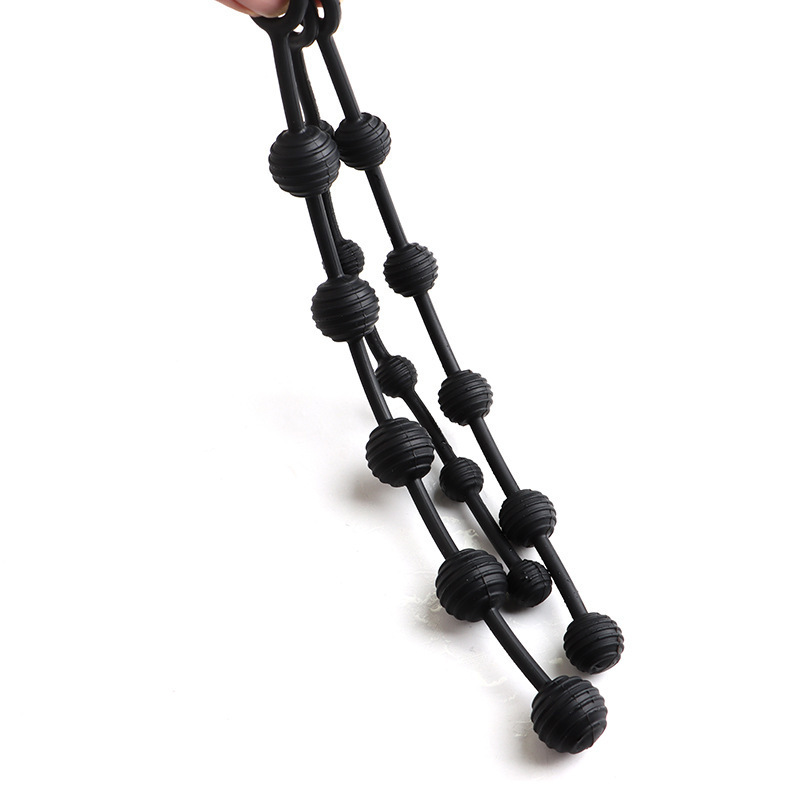 Striped Silicone Anal Beads, Black Large Size, Smooth Beaded Design for Adult Anal Play - Image 3
