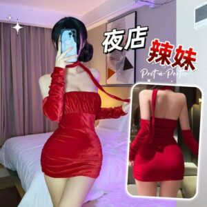Pure Desire Strapless Dress Costume Set, Red Polyester One Size
