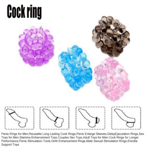 Spike Textured Locking Cock Ring, TPE Delay Ring for Men, Translucent Black