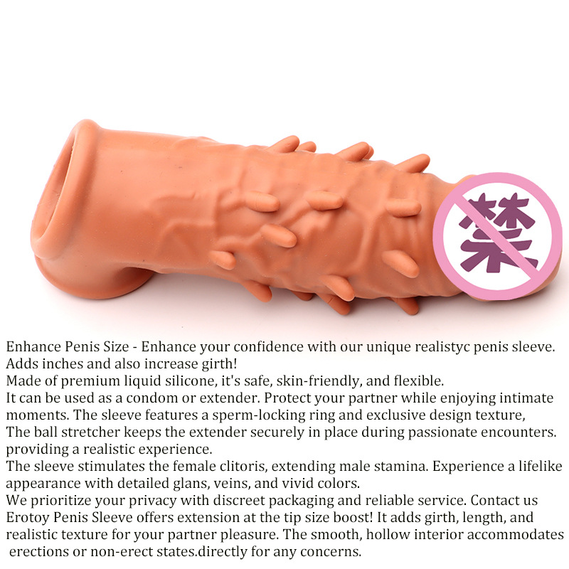 Wolf Tooth Textured Penis Sleeve, TPE Spiked Extender, Large-Particle Stimulation Cover - Image 3