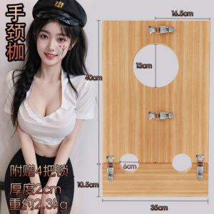 Wooden Shackles Hand and Foot Cuffs for Couples, 304 Stainless Steel Hardware, Adult Role Play Restraint Set