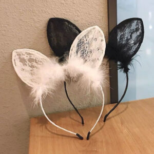 Black Cat Ear Feather Headband for Costume Parties and Performances