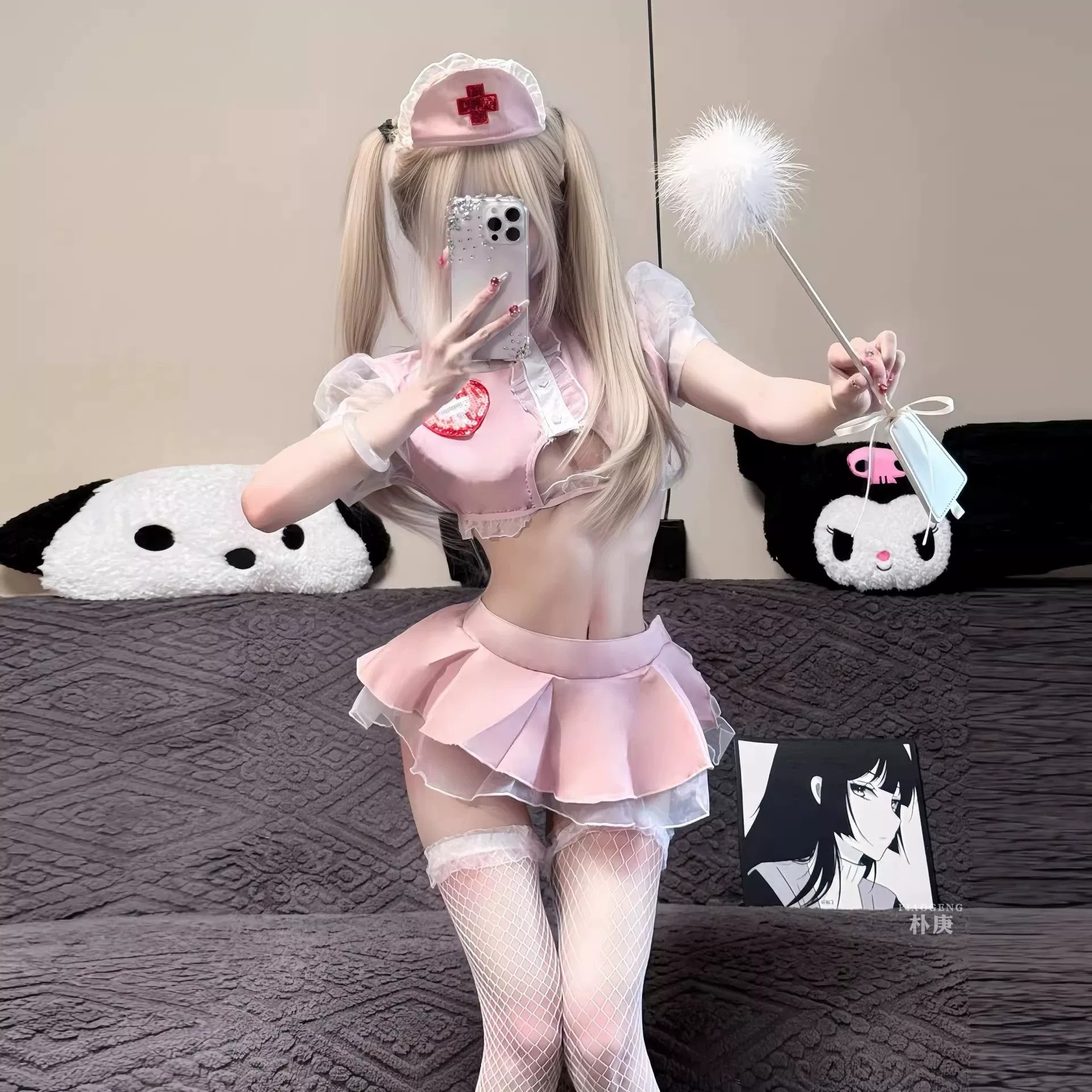 Aifuqu Nurse Costume Sexy Hollow-Out Uniform Lingerie for Women, One Size - Image 2