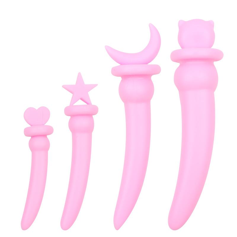 Cartoon Crescent Anal Plug, Purple Bear TPE Design, Smooth Non-Vibrating Insert - Image 5