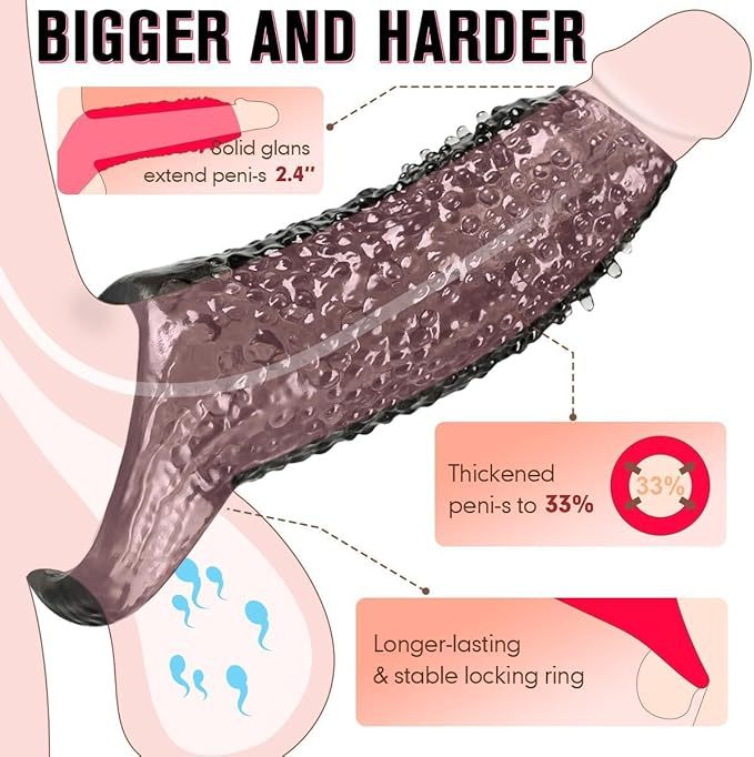 Wolf-Tooth Textured Sleeve Condom, Soft Silicone Delay Locking Design, Western Cowboy Clear Variant - Image 3