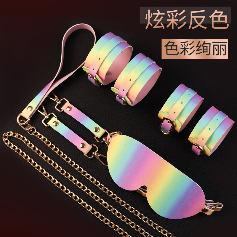 Jiuai SM Bondage Set with Handcuffs, Ankle Cuffs, Blindfold, Paddle, Collar and Lead - Image 2