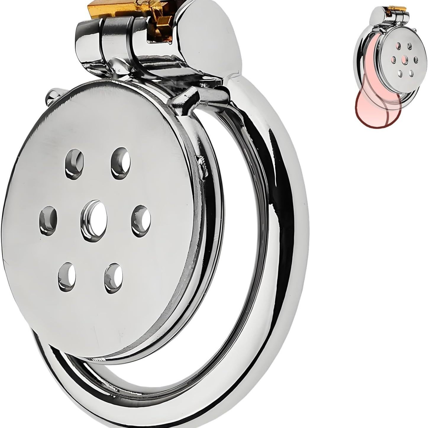 Men's Stainless Steel Birdcage Chastity Cage with Lock, Manual Restraint Device - Image 4