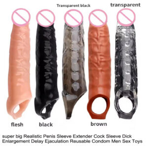 Extra Large Wolf-Tooth Textured Condom Sleeve, Crystal Silicone Color, Reusable Adult Toy for Men