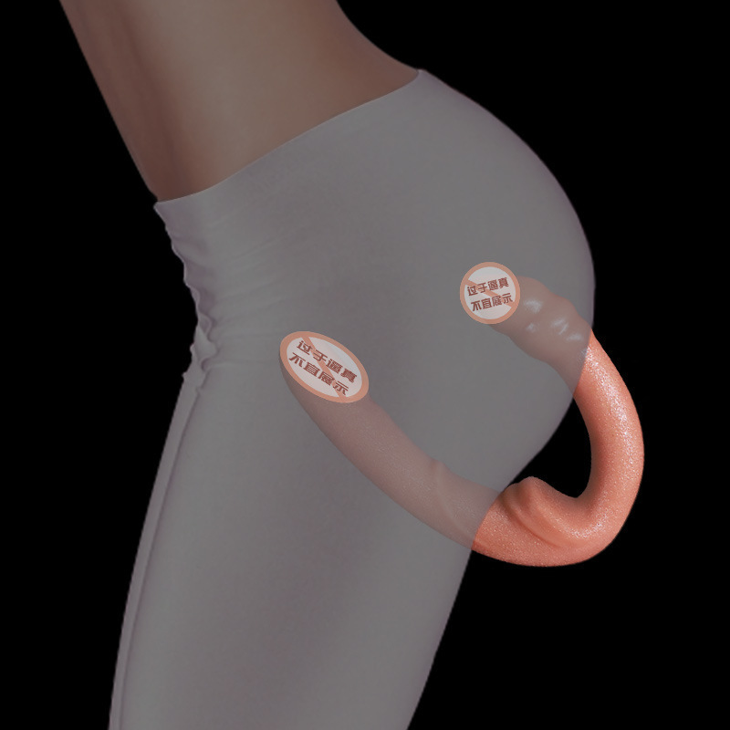 Jiuai Silicone Double-Headed Dildo for Adults, Flexible Brown or Black-Purple - Image 4