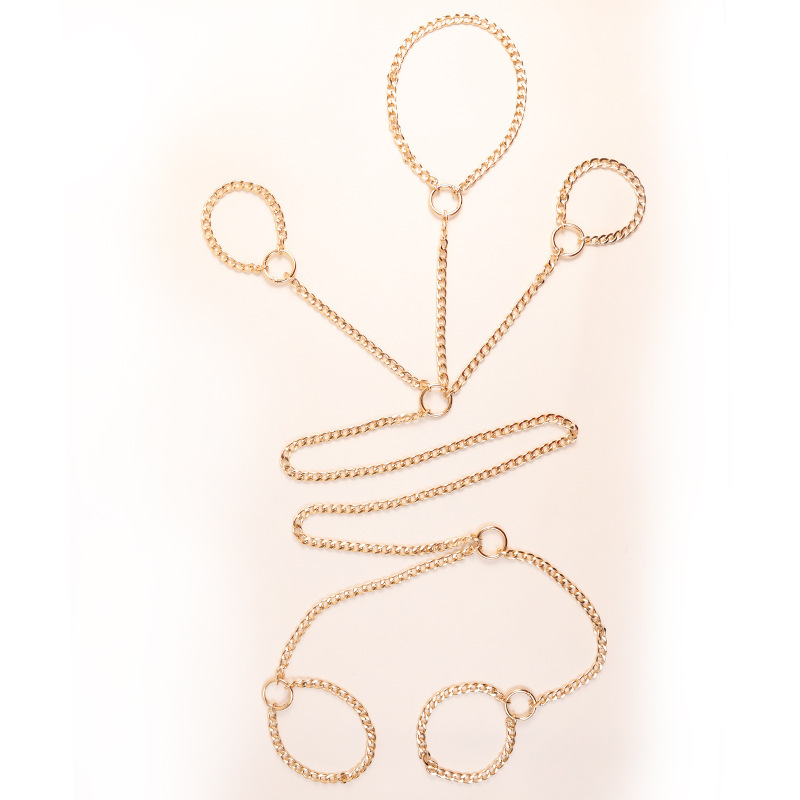 Gold Metal Handcuffs and Ankle Cuffs with Chain for Adult Couples - Image 5