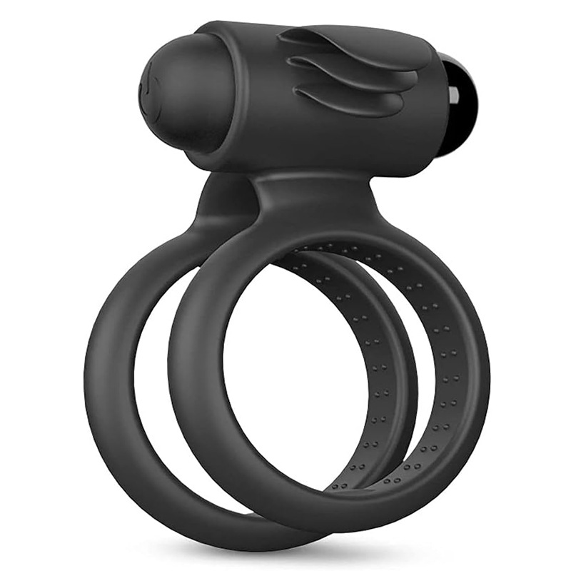 10-Frequency Vibrating Double Penis Ring, Tongue-Licking Couples Wearable, Silicone - Image 5