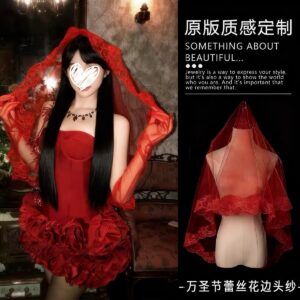 Ghost Bride Cosplay Veil White Lace Mesh 3m Adult Halloween Costume Headpiece