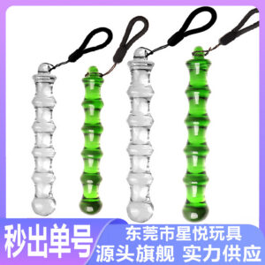 Crystal Glass Anal Plug Dildo, Bamboo-Shaped Transparent Green, 19 cm Large